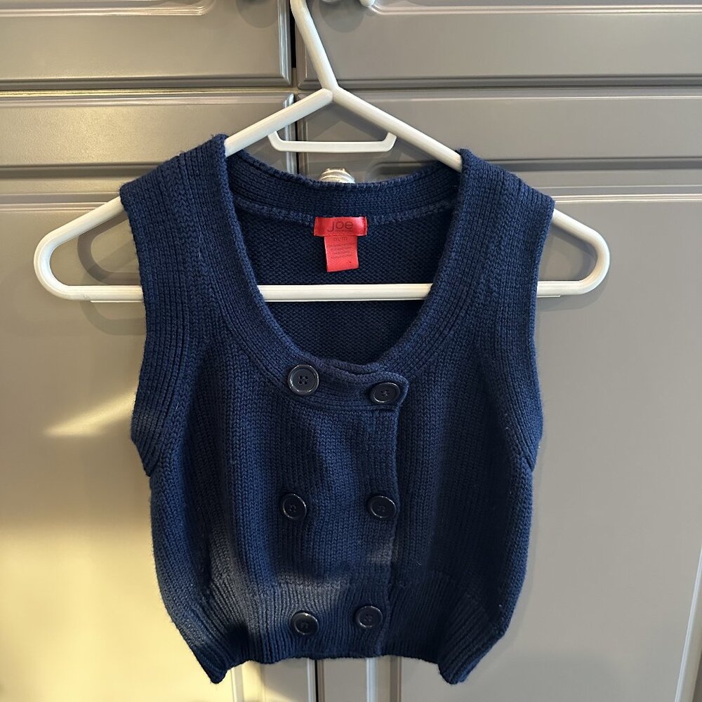 Joe Fresh Navy Blue Knit Vest | Size Medium | 6-Button Classic Layer